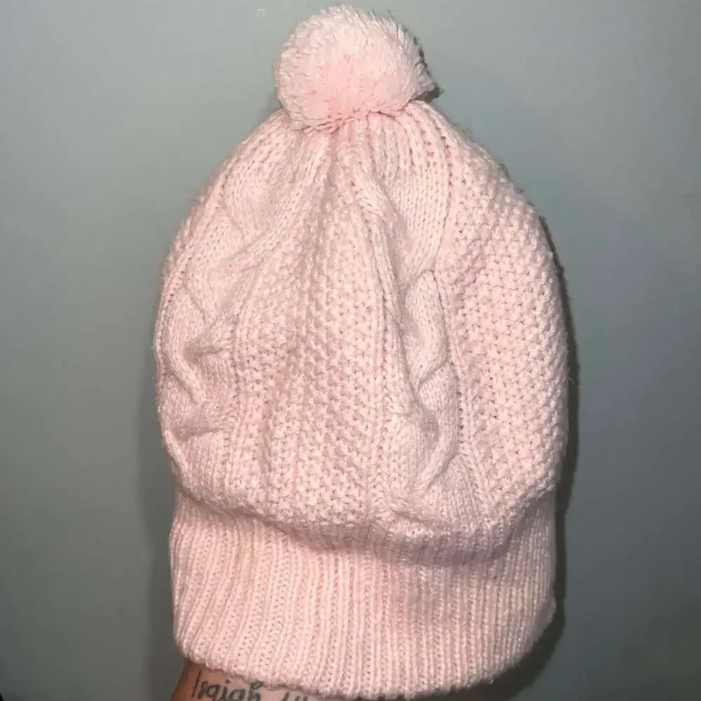 The North Face Toddler Cable Knit Pom Beanie Pink